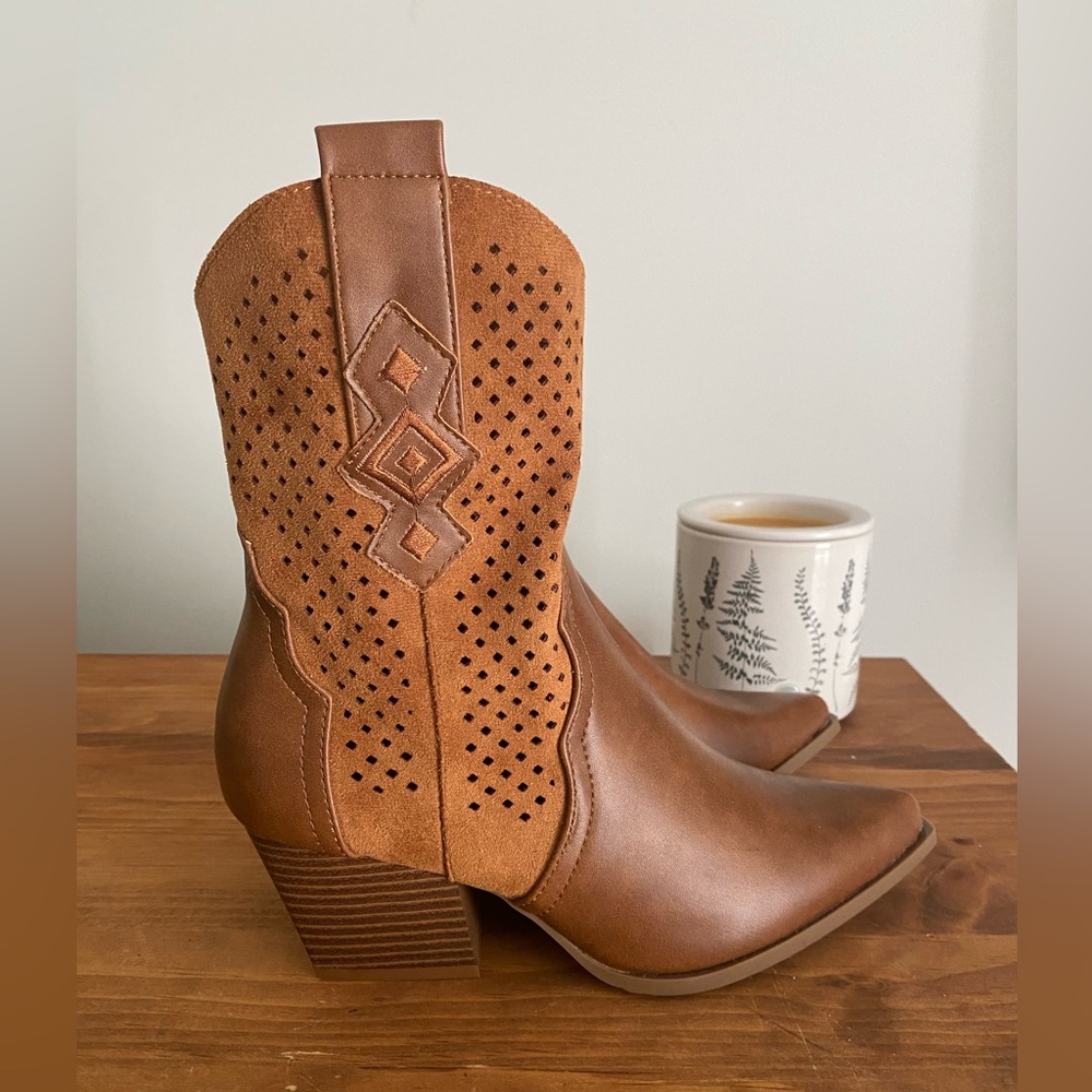 London Rag Brown Western Ankle Boots